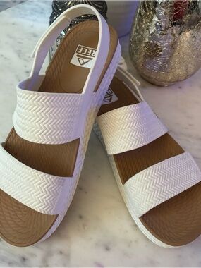 Reef White Slingback Slide Sandals